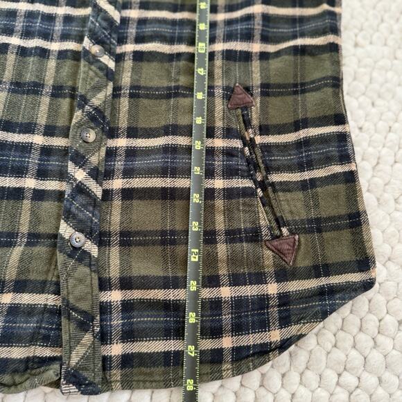 Aeropostale Mens Small Barn Coat Flannel Shacket Green Plaid Corduroy Trim Chore - Picture 9 of 9